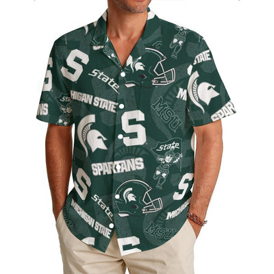 Michigan State Spartans Men's Hawaiian Shirt|150GSM - Big Ten football apparel varsity sportswear product image 1.0