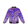 White Smoke Buffalo football zebra bomber Jacket With Sleeve Pocket