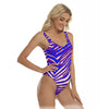 White Smoke All-Over Print Women's One-piece Swimsuit – Red Blue White Zebra Game Day Style