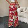 Dark Gray San Francisco Football Camo Straight-Leg Pants – Red Gold Casual Streetwear for Women