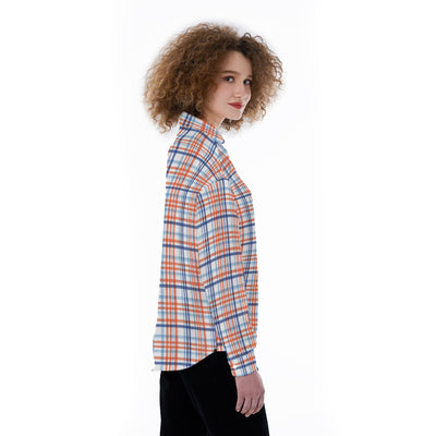 florida gators tartan plaid blue orange women's satin shirt women tartan plaid game day shirt