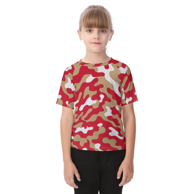 San Francisco Football Camo Kid's Raglan Sleeve T-shirt – game day outfit, breathable comfort wear, image 1.0