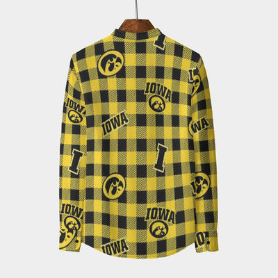 Iowa Hawkeyes Stand Collar Shirt With Long Sleeve|110GSM Imitation Flax - Big Ten football apparel varsity sportswear product image 2.0