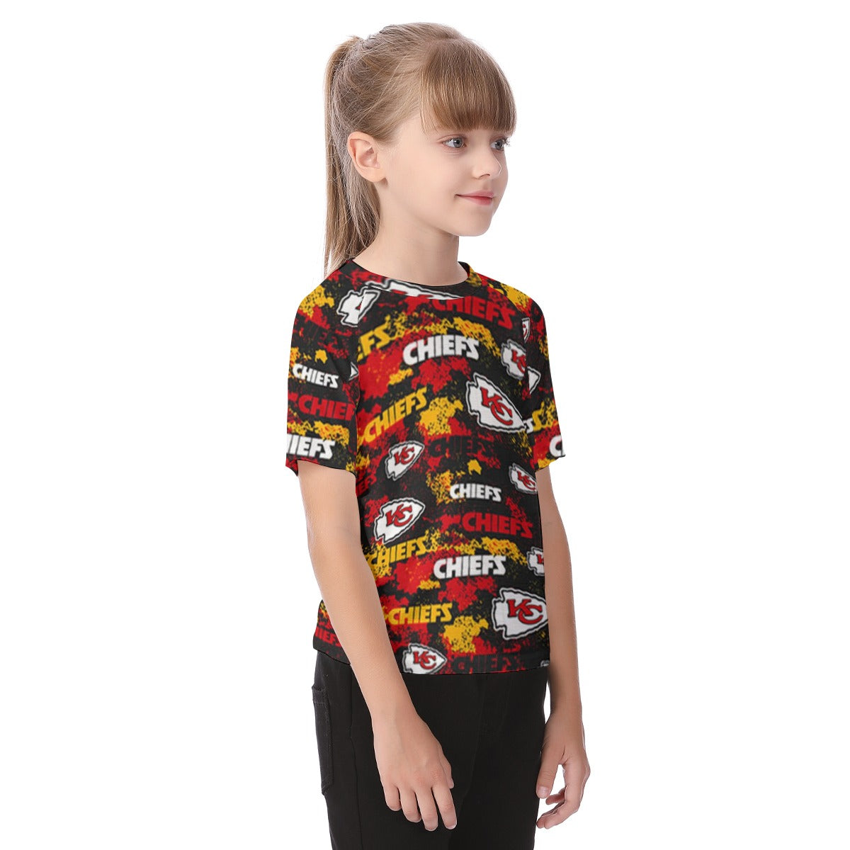 kansas-city-chiefs-kids-raglan-sleeve-t-shirt red gold football outfit image 2.0