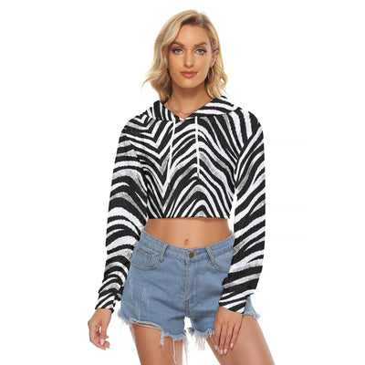 Las Vegas Football Zebra Women's Crop Top Hoodie|Velvet – Black and White Game Day Streetwear – game day outfit, lightweight game day shirt, image 1.0