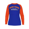 New York Baseball Raglan Sleeve Fan Shirt – Blue and Orange Game Day Tee – sportswear style, casual fan outfit, image 1.0