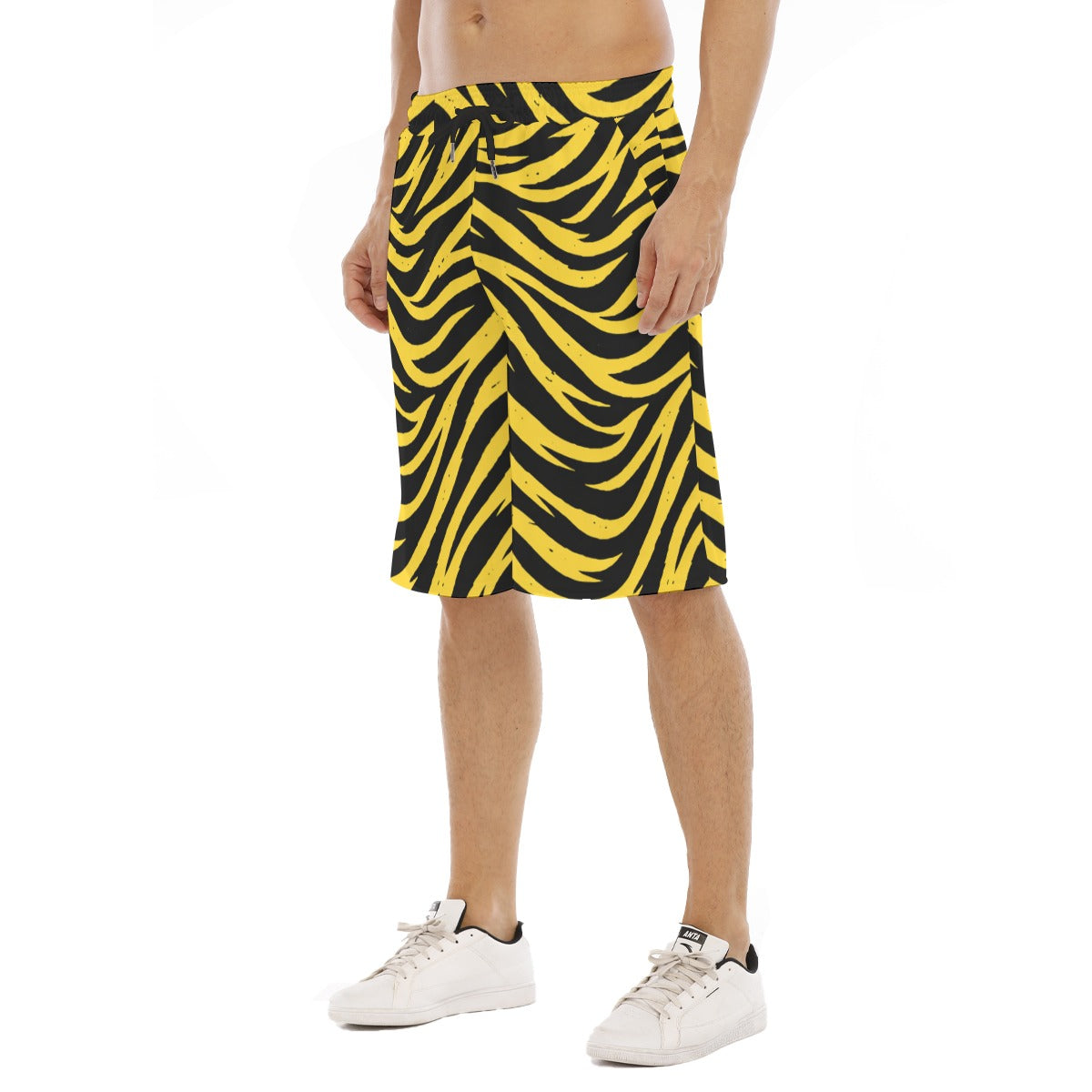 Pittsburgh Football Yellow Black Zebra Men's Tether Loose Shorts With Pocket