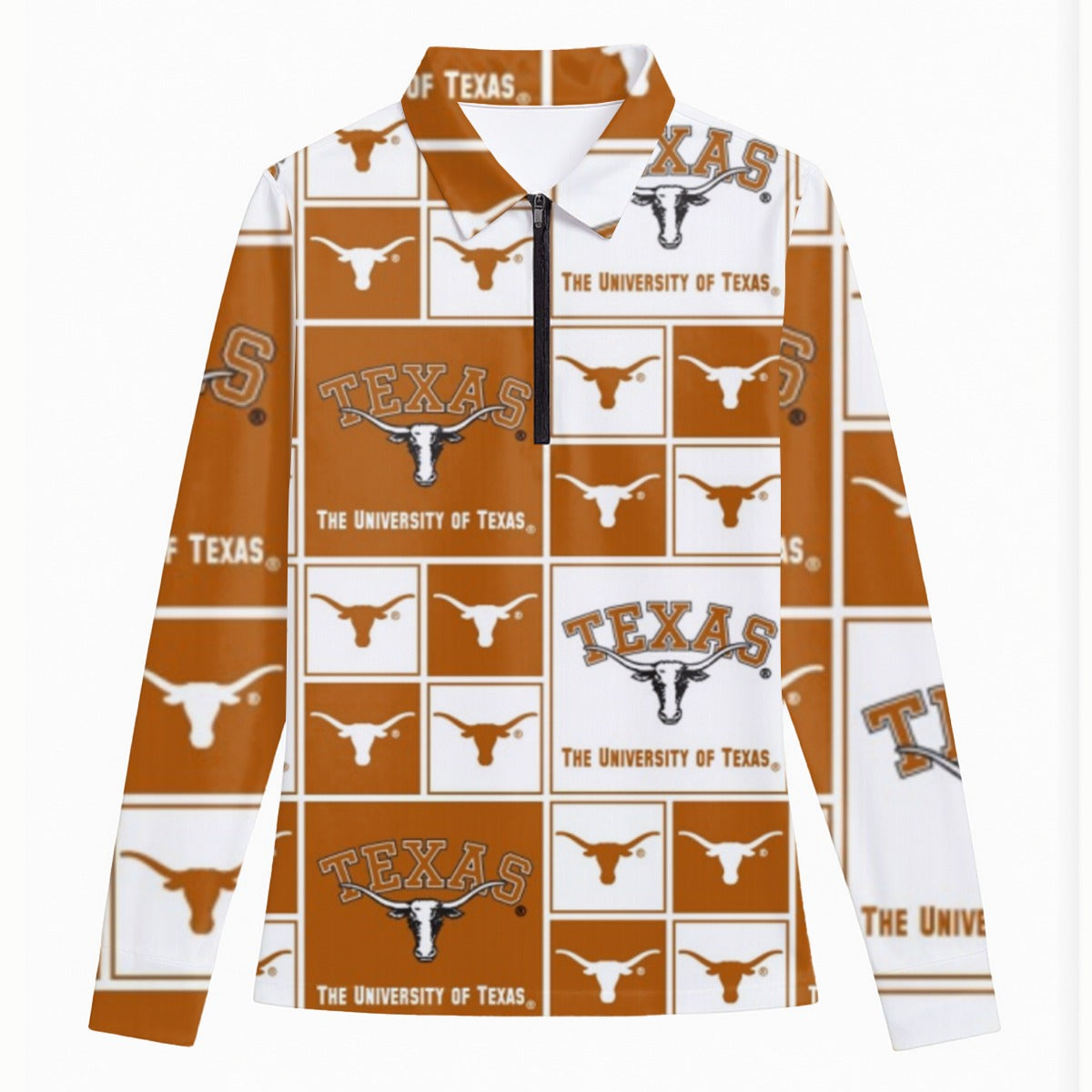 Texas at Austin - Longhorns Women's Quarter Zip Sport Shirt With  Long Sleeve White varsity sports apparel