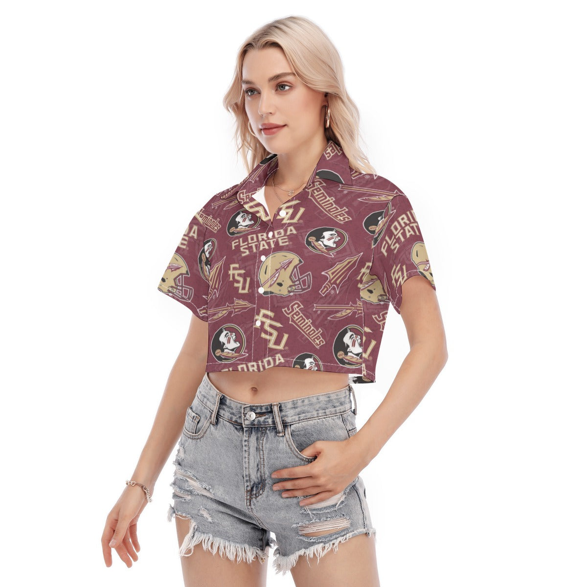 Florida State Seminoles Women's Cropped Shirt - ACC football apparel varsity sportswear product image 3.0