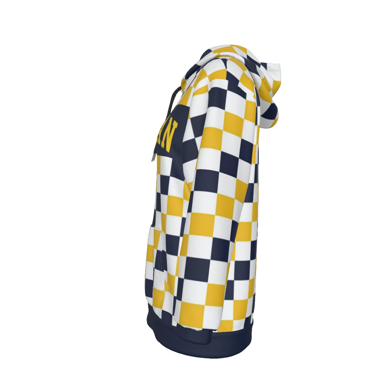 Michigan Blue and Gold Checkered Hoodie – Varsity Style Unisex Pullover Sweatshirt
