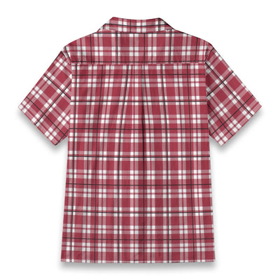 White Smoke Alabama Football Hawaiian Shirt Men – Crimson Plaid Short Sleeve 125GSM Cotton