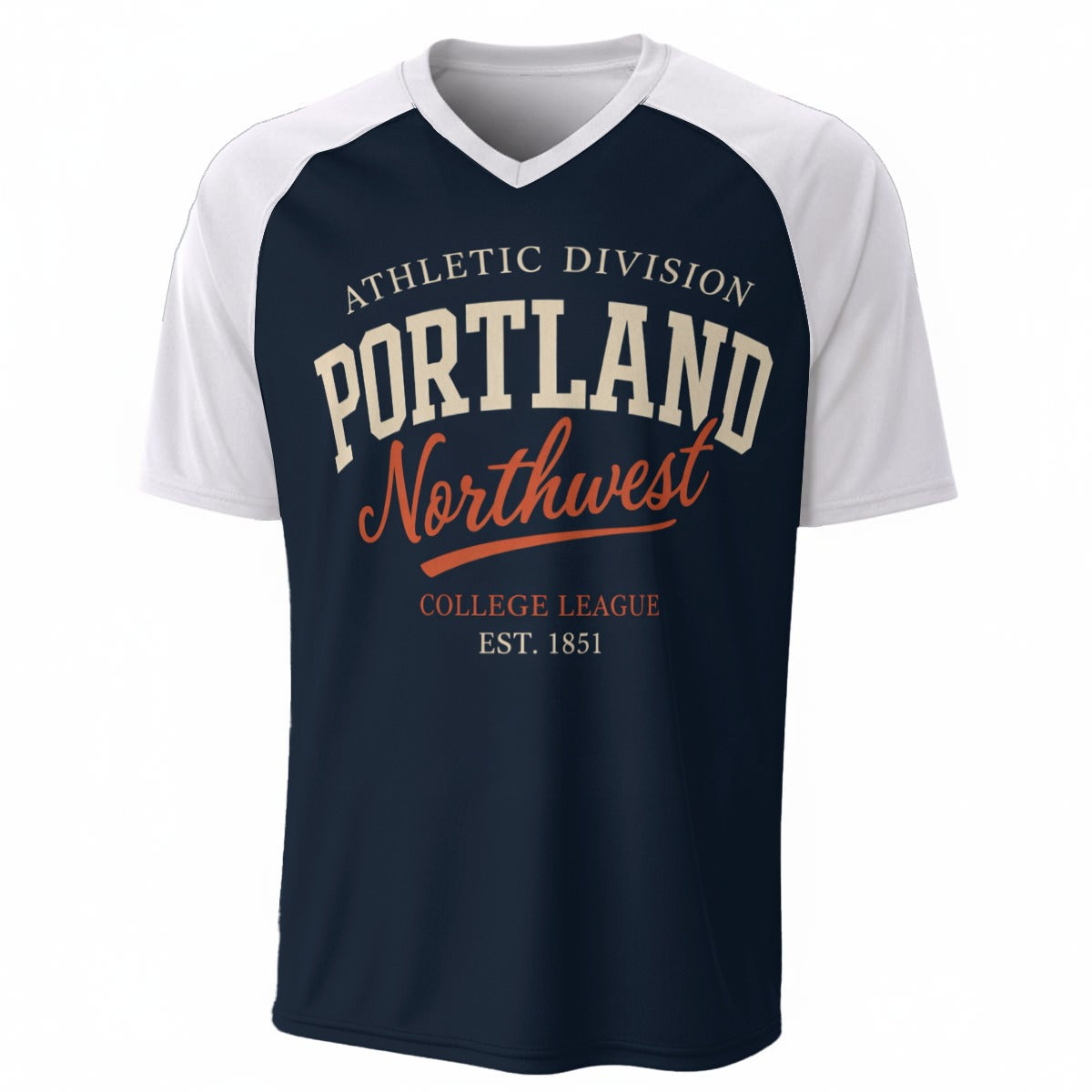 Portland Northwest Graphic T-Shirt in Navy and White – College League Streetwear Tee – nfl fan apparel, casual fan outfit, image 1.0