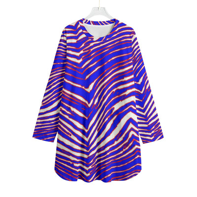 Buffalo football Women's Dress | 180GSM Cotton – Red Blue White Zebra Game Day Style – sportswear style, casual fan outfit, image 1.0