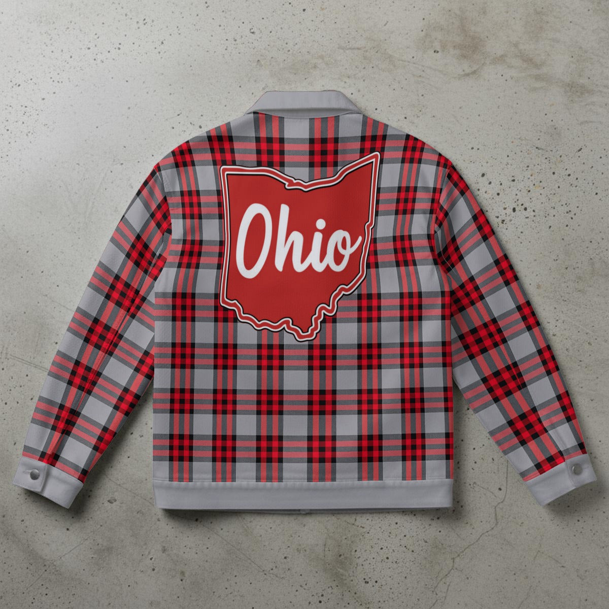 Ohio State - Buckeyes Plaid Game Day Jacket – Red Grey Stadium Style Streetwear for Football Fans streetwear fashion product image 6