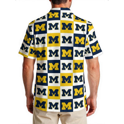 Michigan Wolverines Men's Hawaiian Shirt|150GSM White varsity sports apparel