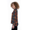 Auburn Tigers Tartan Plaid Navy Orange Women's Satin Shirt