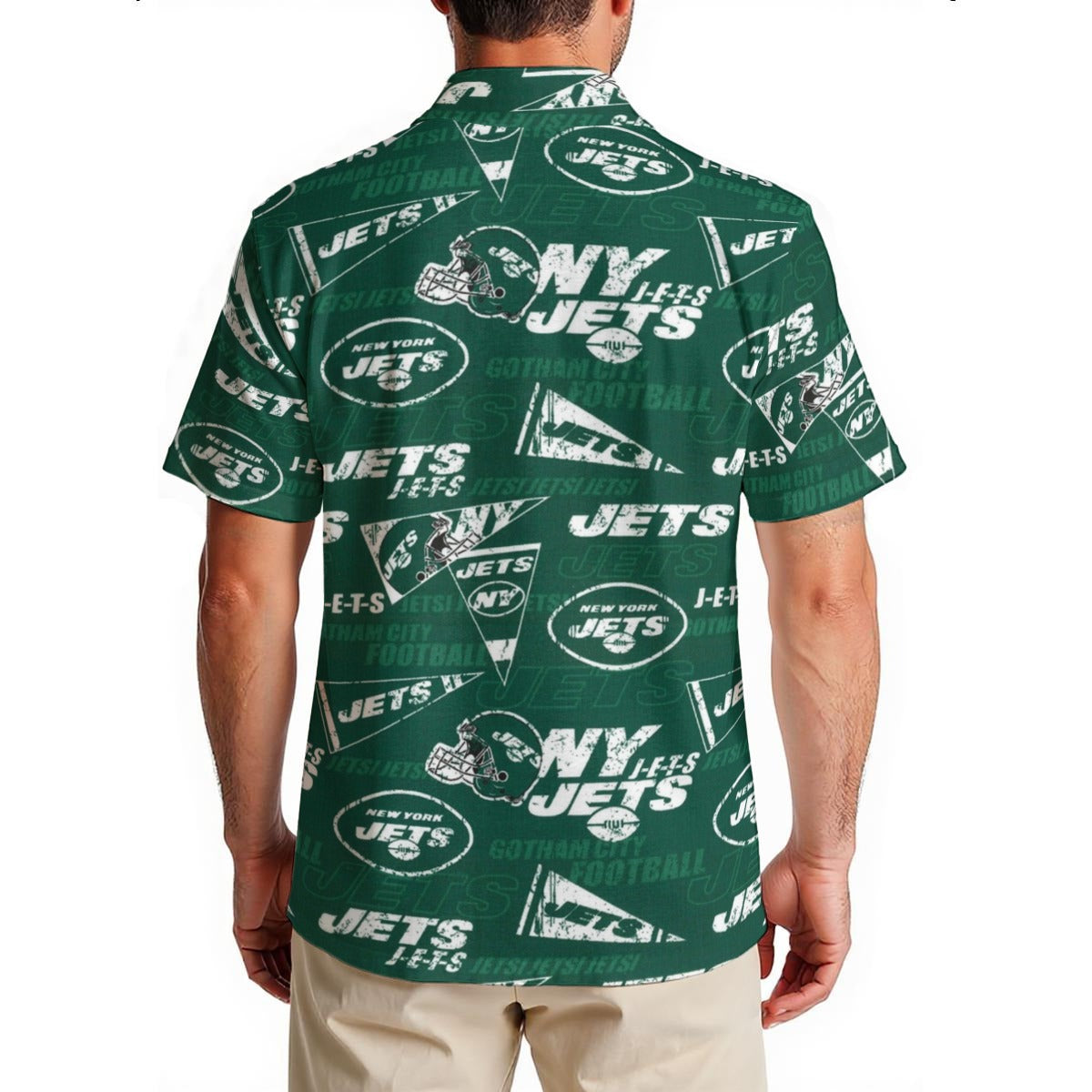 new-york-jets-mens-hawaiian-shirt-150gsm green white football outfit detail