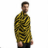 White Smoke Pittsburgh Football Yellow Black Zebra Men's Long Sleeve Polo Shirt