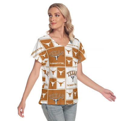 Texas at Austin - Longhorns Women's Loose V-neck Short Sleeve T-shirt White varsity sports apparel