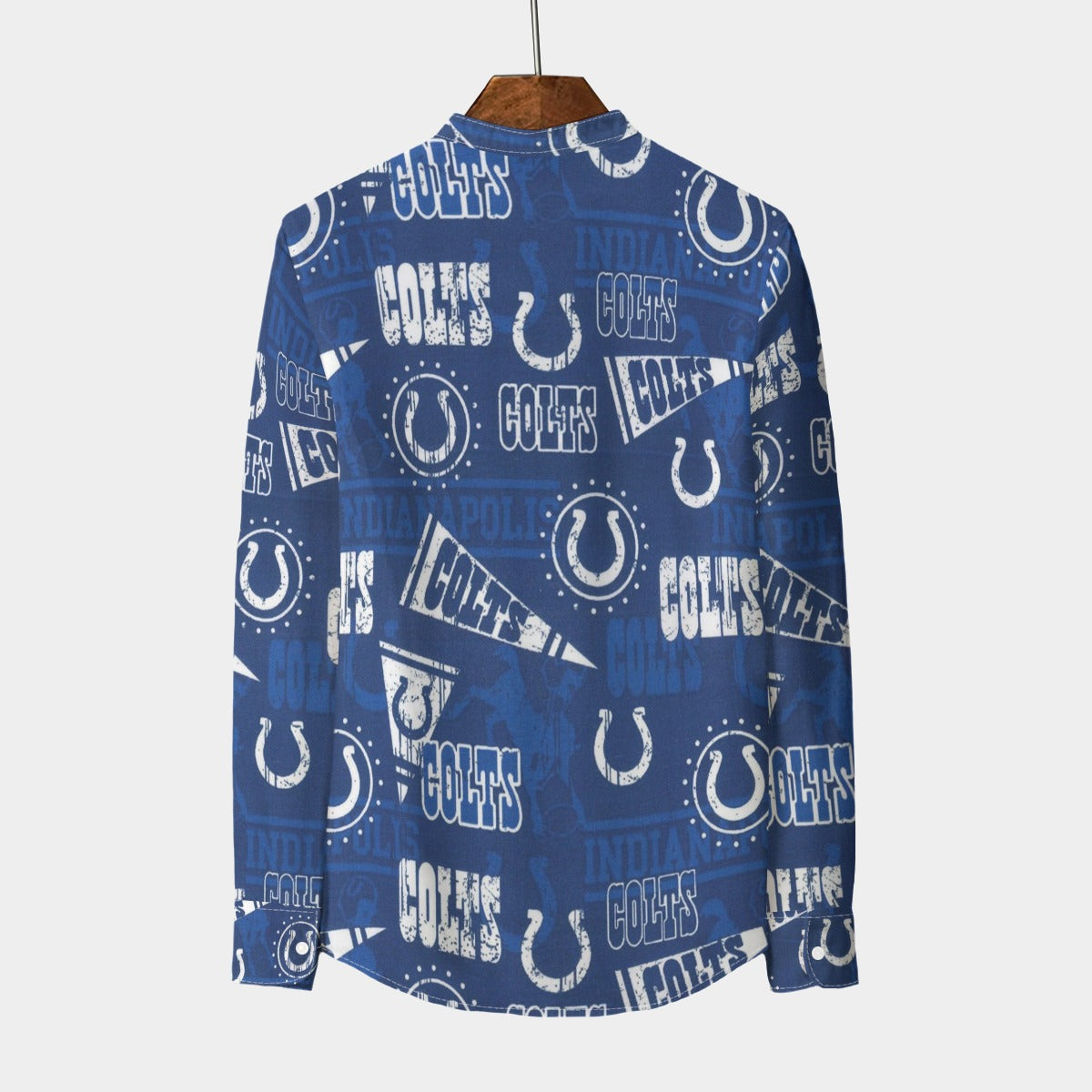 indianapolis-colts-mens-stand-collar-shirt-with-long-sleeve-110gsm-imitation-flax blue white football outfit detail