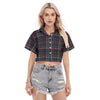 women navy plaid casual football shirt