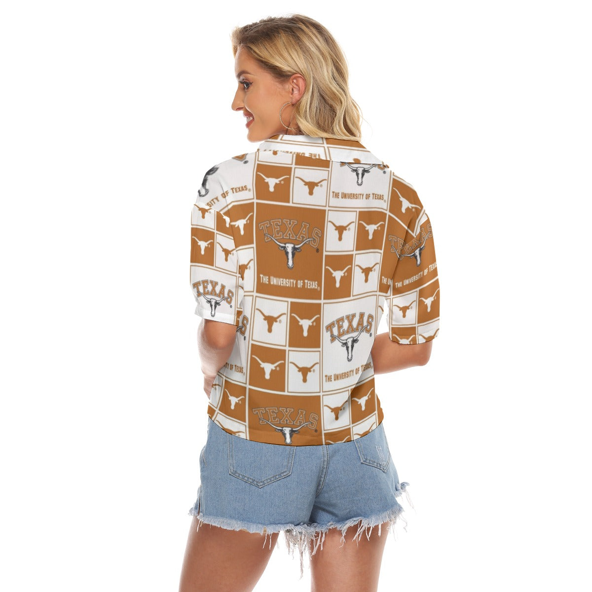 Texas Longhorns Women's V-neck Shirts White varsity sports apparel