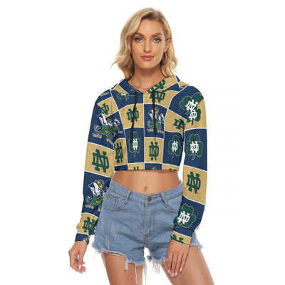 Notre Dame - Fighting Irish Women's Crop Top Hoodie|Velvet White varsity sports apparel