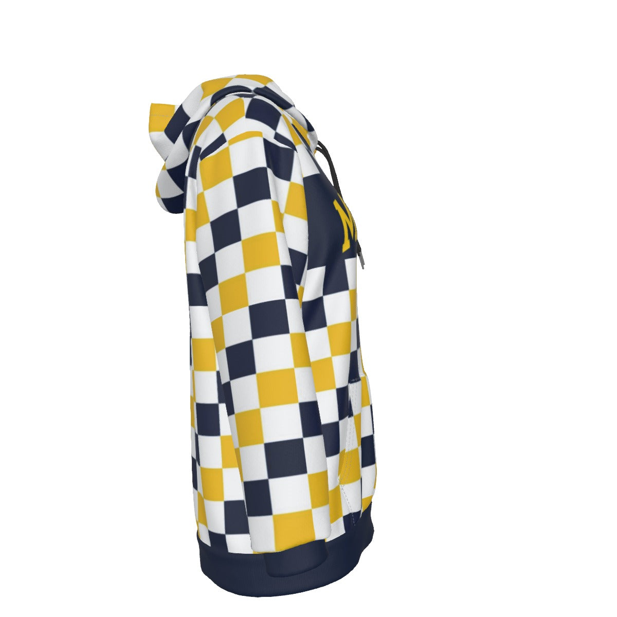 Michigan Blue and Gold Checkered Hoodie – Varsity Style Unisex Pullover Sweatshirt