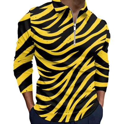 Pittsburgh Football Yellow Black Zebra Men’s Quarter Zip Pullover Sweatshirt – nfl fan apparel, breathable comfort wear, image 1.0