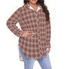 florida state seminoles tartan plaid oversized button up women shirt women's shirt with long sleeve(plus size) women tartan plaid fashion