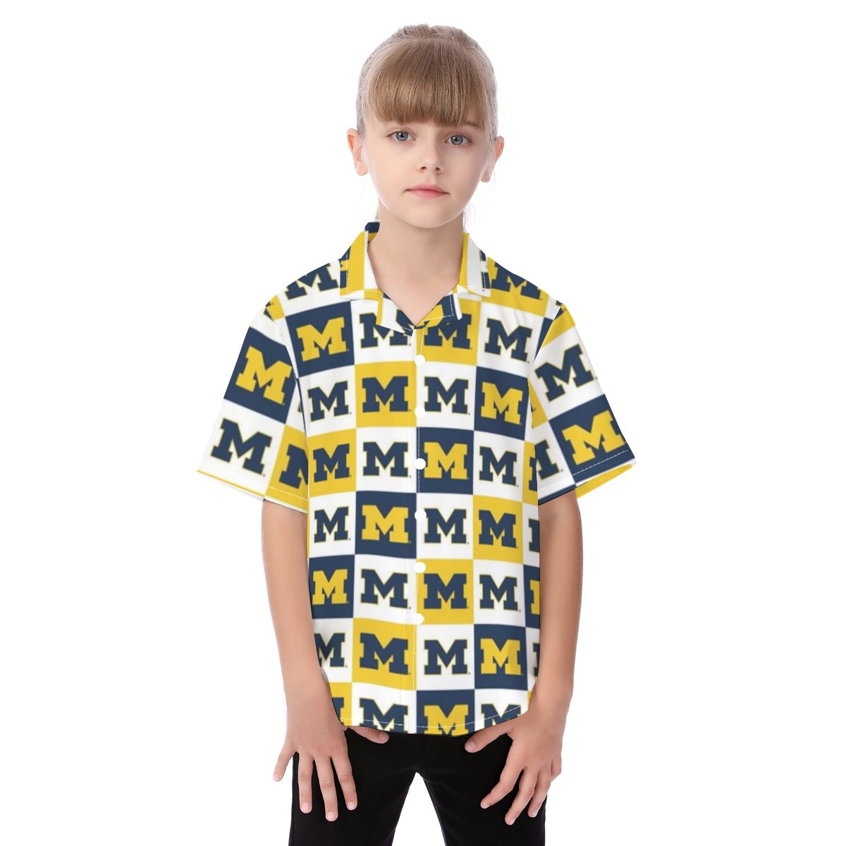 Michigan Wolverines Kid's Hawaiian Vacation Shirt White varsity sports apparel