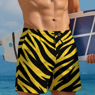 Pittsburgh Football Yellow Black Zebra Men's Beach Shorts – casual fan outfit, casual fan outfit, image 1.0