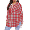 georgia bulldogs tartan plaid oversized button up women shirt women's shirt with long sleeve(plus size) women tartan plaid game day fashion