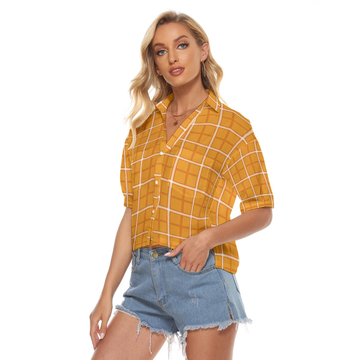 Tennessee Volunteers Orange White Plaid Tennessee Volunteers Orange White Plaid Womens V Neck Shirts orange white plaid women fashion apparel