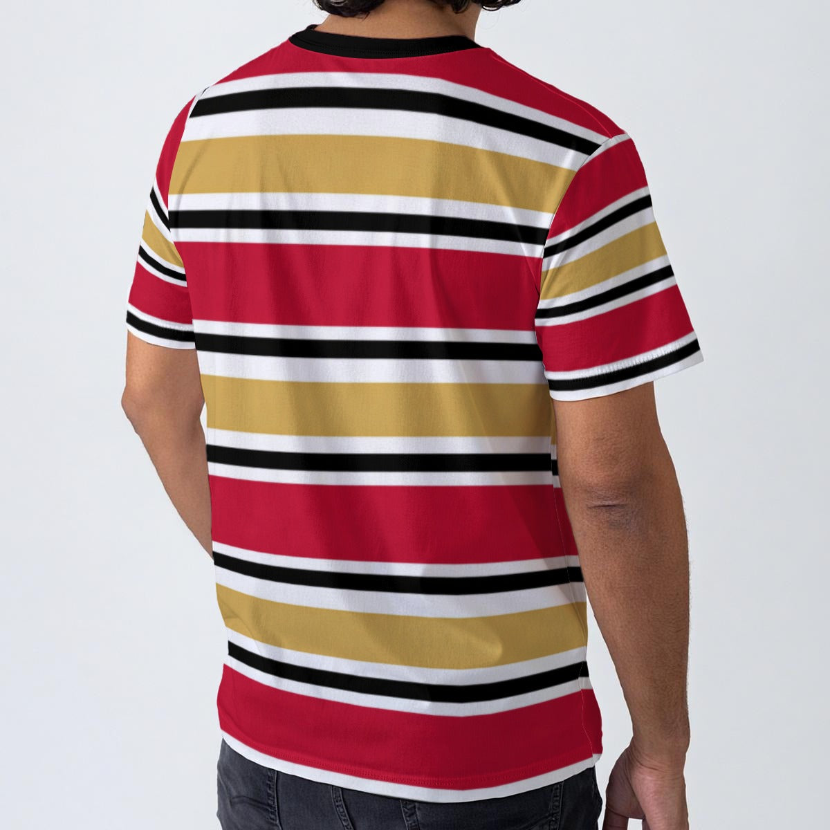 Lavender San Francisco Football Striped Men’s O-Neck T-Shirt – 190GSM Cotton Game Day Tee