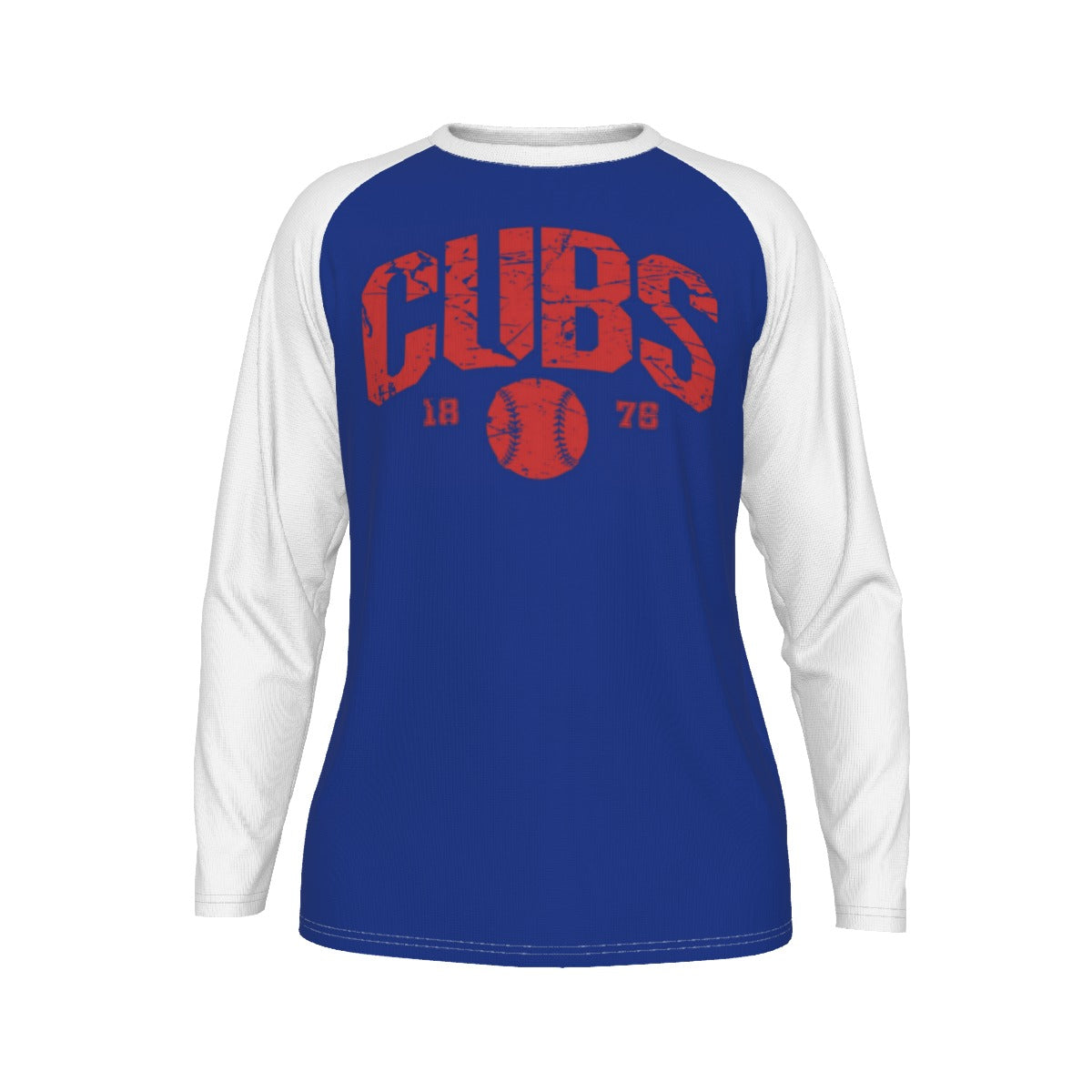 Chicago Baseball Blue and White Shirt – Vintage 1878 Retro Long Sleeve Raglan Tee – sportswear style, fan gear, image 1.0