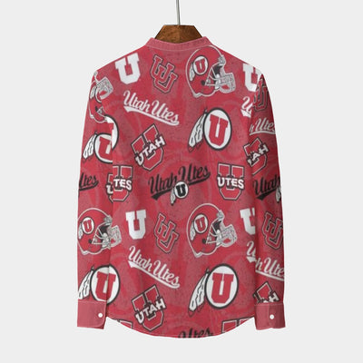 Utah Utes Stand Collar Shirt With Long Sleeve|110GSM Imitation Flax varsity sportswear product image 2.0