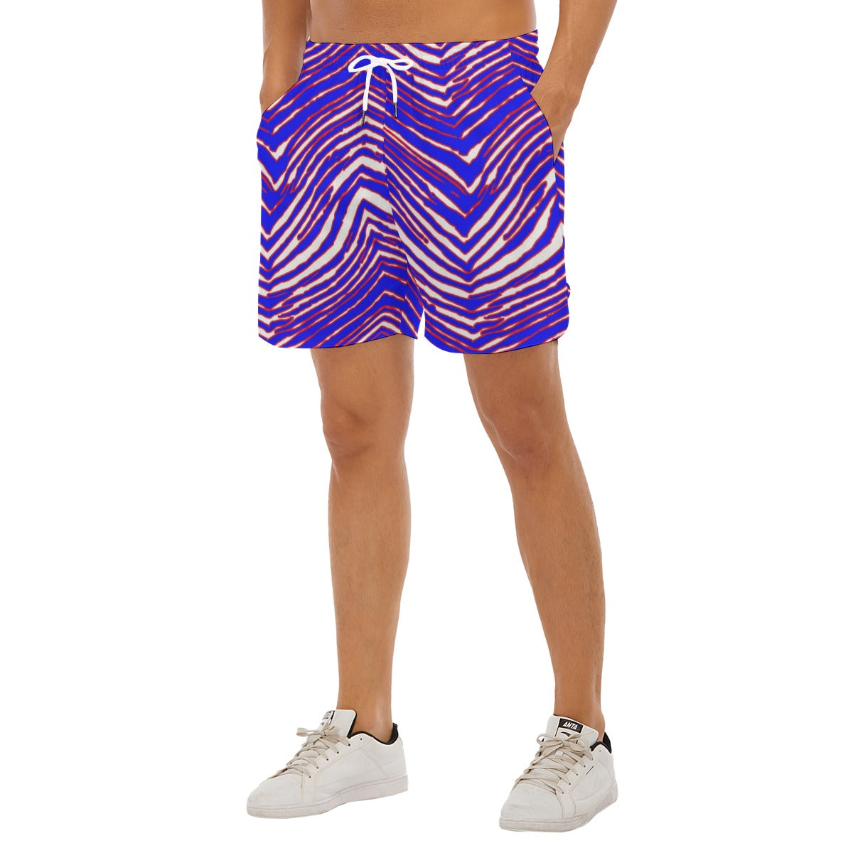 White Smoke Buffalo Zebra Football Men’s Side Split Running Sport Shorts – Lightweight Game Day Performance