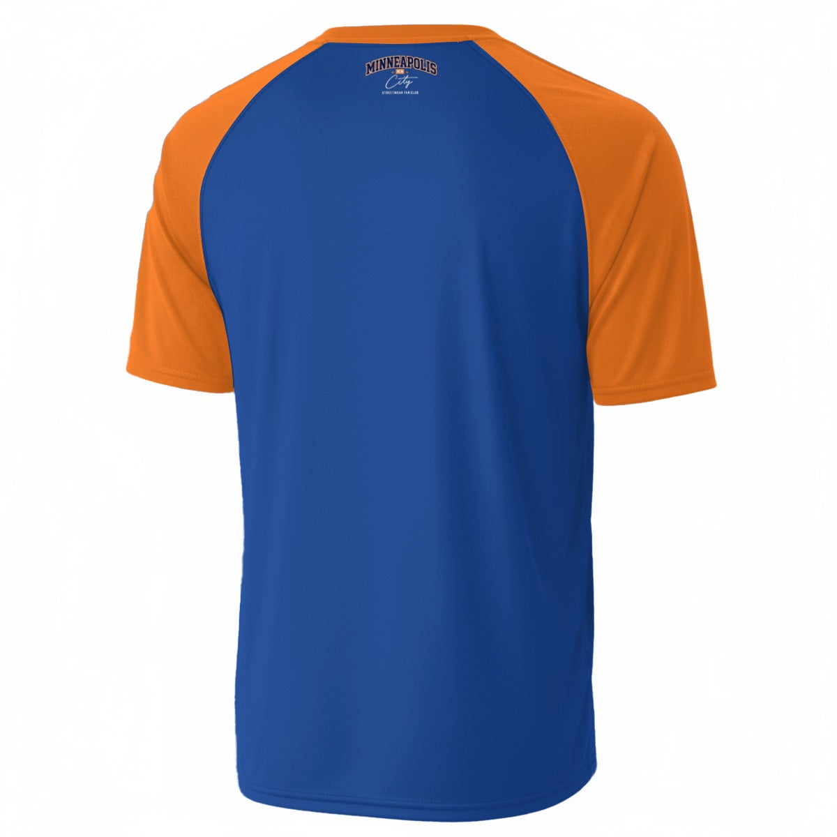 White Smoke Minneapolis MN City V-Neck Raglan T-Shirt – Blue and Orange Vintage Athletic Minneapolis Streetwear