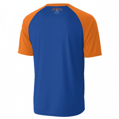 White Smoke Minneapolis MN City V-Neck Raglan T-Shirt – Blue and Orange Vintage Athletic Minneapolis Streetwear