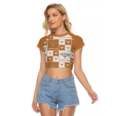 Texas at Austin - Longhorns Women's Raglan Cropped T-shirt White varsity sports apparel