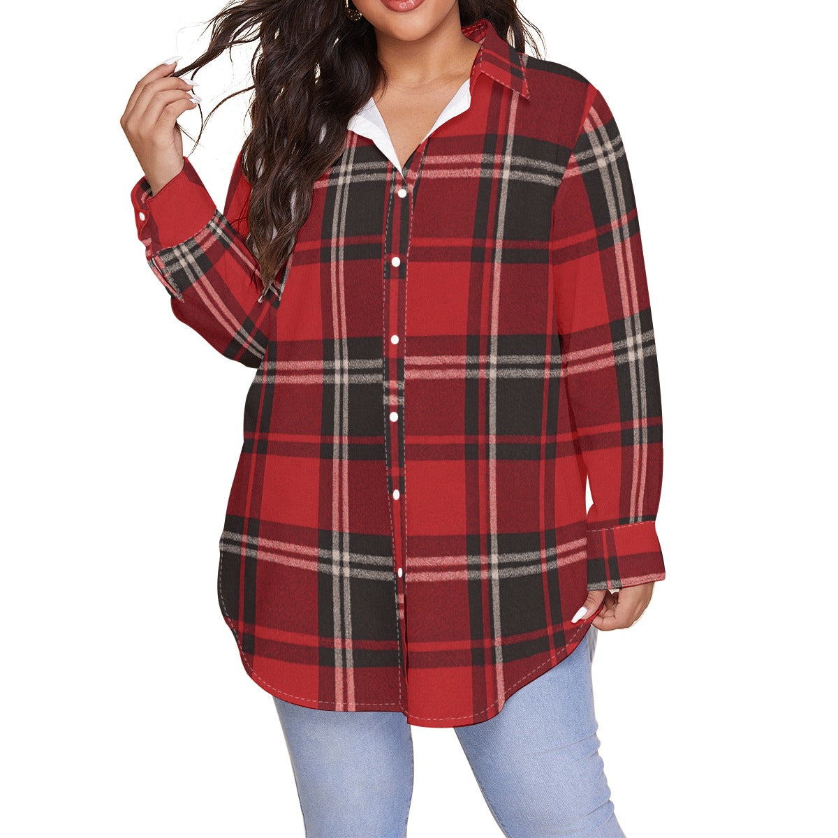 arkansas razorbacks red black tartan plaid women shirt