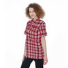 Alabama Crimson Tide Tartan Plaid Crimson White Women's Short Sleeve Shirt With Pocket