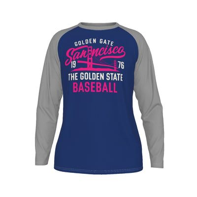 Golden Gate San Francisco Raglan Long Sleeve Shirt – Navy Blue and Gray Baseball Style – lightweight game day shirt, football shirt, image 1.0
