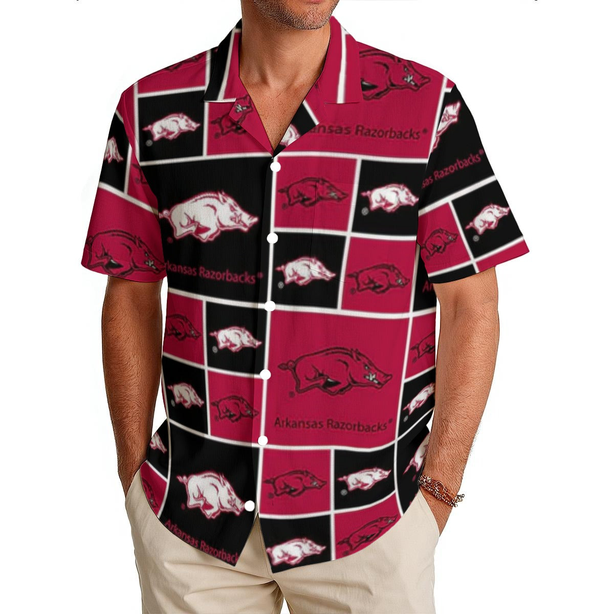 Arkansas Razorbacks Men's Hawaiian Shirt|150GSM varsity sportswear product image 1.0