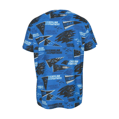 carolina-panthers-short-sleeve-t-shirt black blue football fabric breathable detail