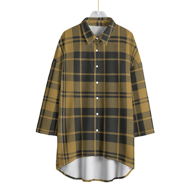 colorado buffaloes tartan plaid black gold women's chiffon shirt with elbow sleeve women tartan plaid game day shirt
