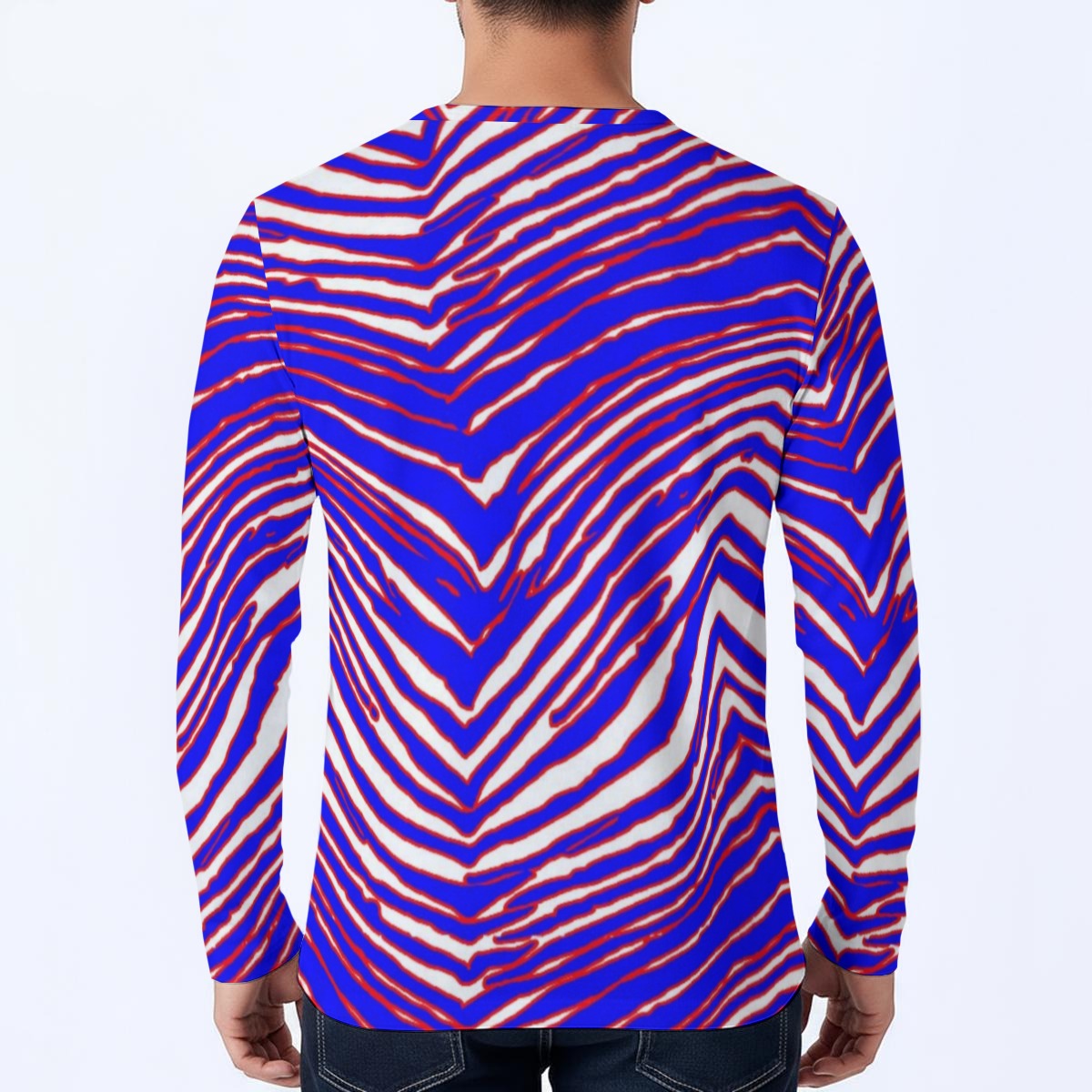 White Smoke Buffalo Zebra Football Men’s Classic Long-Sleeve Henley Shirt – Retro Game Day Streetwear