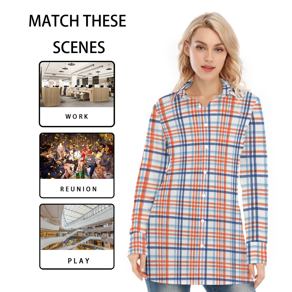 florida gators tartan plaid blue orange  women tartan plaid game day shirt