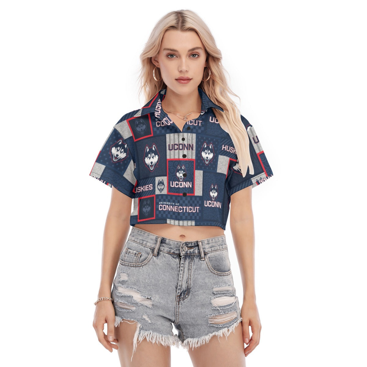Connecticut Huskies Women's Cropped Shirt White game day varsity apparel